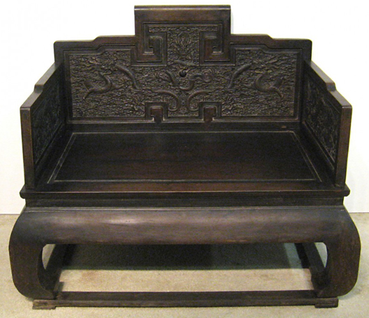Zitan wood Chinese emperor's throne chair, probably from the middle of the Qing Dynasty (1644-1911). Gordon S. Converse & Co. image.