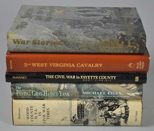 Books on the Civil War in West Virginia. Image courtesy of LiveAuctioneers.com Archive and Ken Farmer Auctions. 
