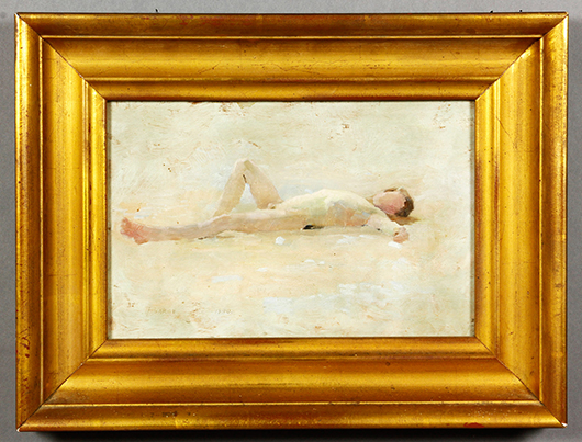 George Barse, lounging nude, oil on canvas. Kaminski image.