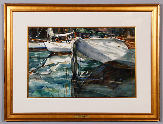 John Whorf, ‘Reflections at the Dock,’ watercolor.