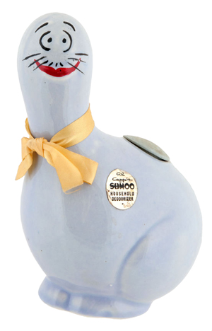 This Shmoo has helped mankind as a ‘household deodorizer.’ It sold for $183 in a Hake's auction in York, Pa., in 2012. It is only 5 1/2 inches tall and has its original foil label.
