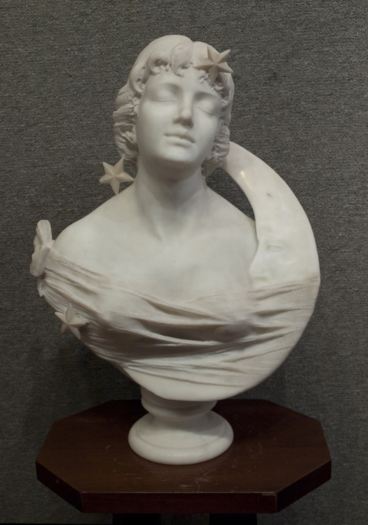 R. Battelli 'The Lady with Moon and Stars,' marble bust, circa 1850. Southeast Shows & Auctions image.