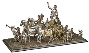 The massive Viennese silver 'Triumph of Flora' centerpiece is expected to bring $200,000-$300,000. Rago Auctions image.
