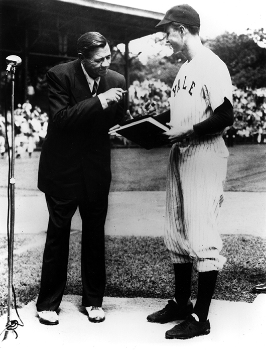 George H.W. Busch, captain of the Yale baseball team, with Babe Ruth in 1948. Image courtesy of Wikimedia Commons.