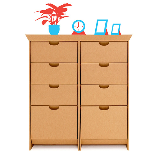 SmartDeco's chest of drawers made from reinforced cardboard is capable of supporting 400 lbs of weight. The company's range of furniture is idea for college students or those on a budget. Image courtesy of SmartDeco (www.smartdecofurniture.com).