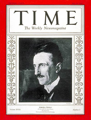Inventor, engineer, physicist and futurist Nikola Tesla on the cover of the July 20, 1931 issue of Time Magazine.