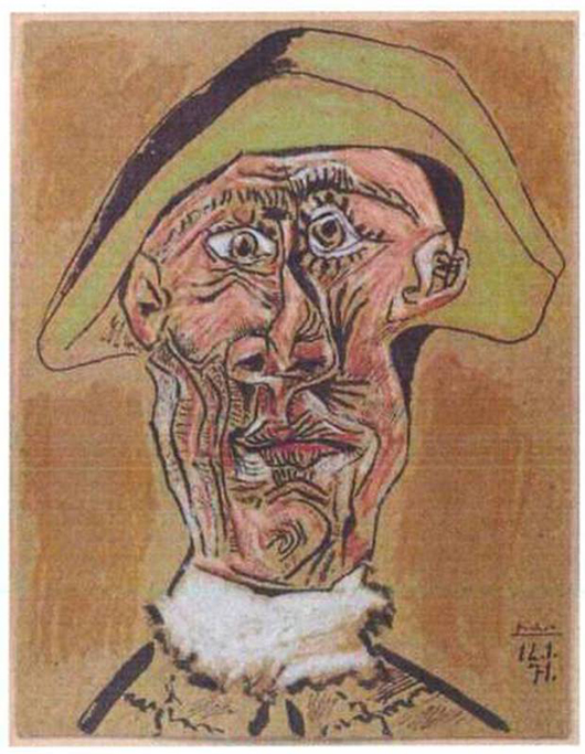 Dutch police handout photo of Pablo Picasso's 'Tete d'Arlequin,' one of several stolen paintings allegedly incinerated by a woman in Romania.