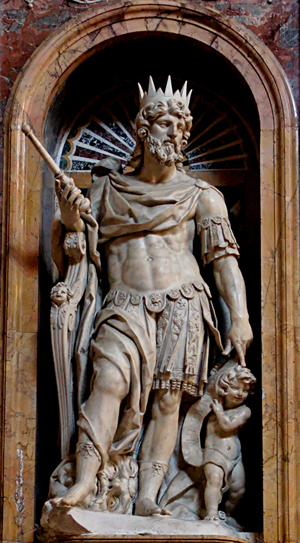Nicolas Cordier's statue of King David in the Borghese Chapel of the Basilica di Santa Maria Maggiore in Rome. Photo by Jastrow.