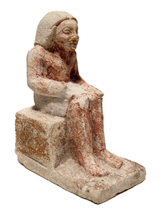 Old Kingdom limestone seated male figure, circa 2686-2181 B.C. Ancient Resource LLC image.