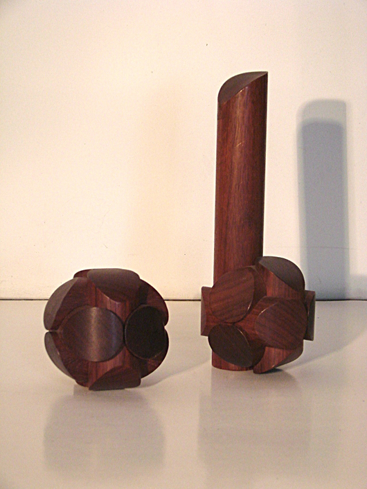 Centro Duchamp wooden sculptures, circa 1975. Est. €1,000-1,500. Nova Ars image.