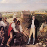 During the 18th and 19th centuries, Creek or Muscogee people were known for their willingness to accept members of other races into their culture and to learn about European farming methods. They also developed a written language. In this 1805 painting by an unknown artist, plantation owner Benjamin Hawkins teaches Creeks how to use a plow.