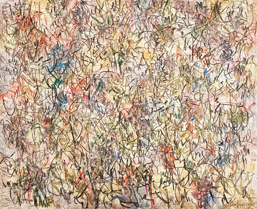 Leon Ferrari, 'Serie Errores,' oil and greasy pastel on wood, 39.37 x 47.64 inches, 1990. Image courtesy LiveAuctioneers.com Archive and James Lisboa Auction House.