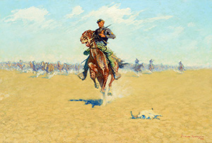 Frederic Remington's 'Cutting Out Pony Herds' (1908), oil on canvas, 27 × 40 inches, sold for $5.6 million. Image courtesy of Coeur d'Alene Art Auction.