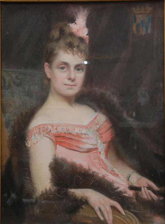 Oil on canvas portrait by Elisabeth Keyser (Sweden, 1851-1898) of an aristocratic lady (est. $2,000-$2,500). Elite Decorative Arts image.