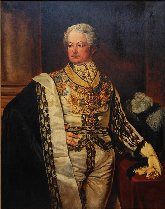 Early 19th century oil portrait of Swedish politician Gustaf Fredrik Wirsen (1779-1827) after the original by Johan Sandberg (est. $1,500-$2,500). Elite Decorative Arts image.