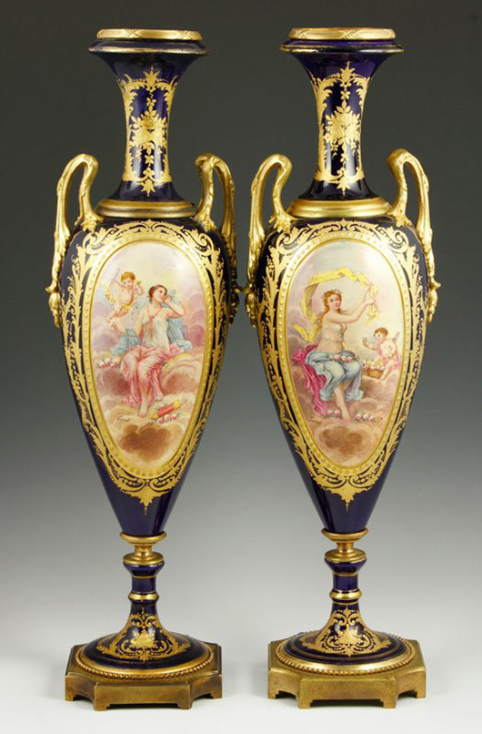 Pair of Sevres vases. Kaminski Auctions image.