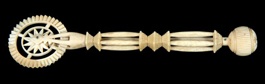 Circa-1860 ivory pie crimper, est. $400-$500. Kimball Sterling image.