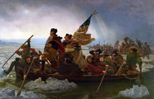 The centerpiece of the new installation is the iconic painting 'Washington Crossing the Delaware' (1851) by Emanuel Gottlieb Leutze.Image courtesy of Wikimedia Commons.