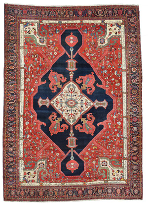A Serapi carpet, Persia, circa 1880, approximately 19 feet 7inches x 13 feet 7 inches, in excellent condition. This carpet will be sold Sept. 21 by Austria Auction Co. Image courtesy of LiveAuctioneers.com and Austria Auction Co.