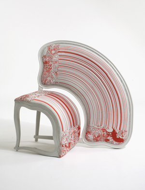 ‘Late V Chair,’ 2008, by Sebastian Brajkovic. Bronze, embroidered upholstery. Photo credit: Carpenters Workshop Gallery, London.