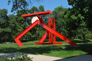 'Helmholtz,' 1985, by Mark di Suvero, painted and stainless steel. Image courtesy of Fort Wayne Museum of Art.