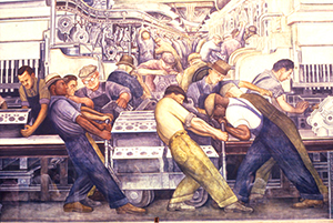 Detail of a Diego Rivera fresco at the Detroit Institute of Art. Image by Carptrash (talk). This work is licensed under the Creative Commons Attribution-Share Alike 3.0 license.