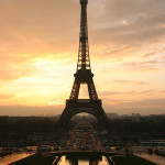 The Eiffel Tower at sunrise, taken from the Place du Trocadero. Image by Tristan Nitot. This file is licensed under the Creative Commons Attribution-Share Alike 3.0 Unported license.