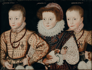 'Three unknown Elizabethan children' by unknown Anglo-Netherlandish artist, c.1580. Privately owned. Image courtesy of National Portrait Gallery. London.