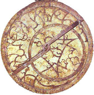 A latter-16th-century astrolabe with typical 'Tulip' rete associated with the Arsenius workshop. Public domain image in USA due to expired copyright.