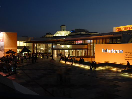 Night view of Berlin's Kulturforum, a favorite destination for tourists. Image courtesy of Kulturforum.