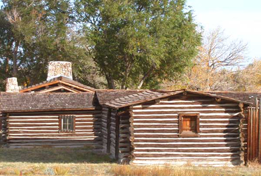 Reconstructed buildings at the site of Fort Caspar (now a museum) in Casper, Wyoming. Photo taken Oct. 17, 2004, copyright Matthew Trump. Licensed under the Creative Commons Attribution-Share Alike 3.0 Unported license.