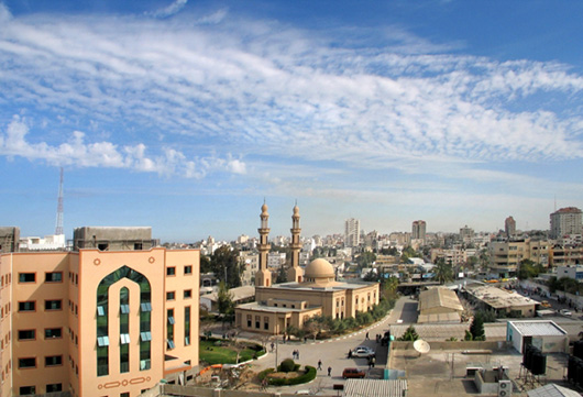 A mosque on the campus of the Islamic University of Gaza. This work is licensed under the Creative Commons Attribution-ShareAlike 3.0 License.