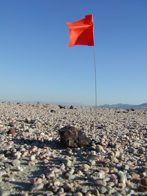A stony meteorite (H5) found just north of Barstow, Calif., in 2006. Image by Meteoritekid at en.wikipedia. This file is licensed under the Creative Commons Attribution-Share Alike 3.0 Unported license.