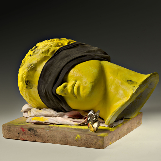 Claudio Parmiggiani, Untitled, 1970, plaster cast, rags, clay, pigments, butterfly.