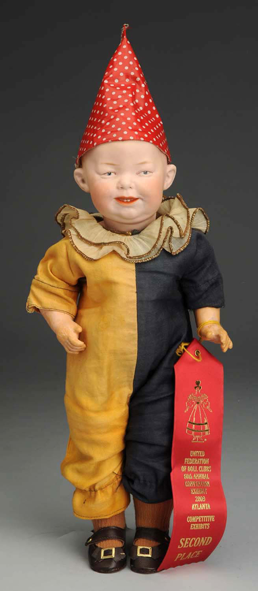 Rare German Heubach 7746 character doll, 16in tall, est. $3,000-$5,000. Morphy Auctions image.