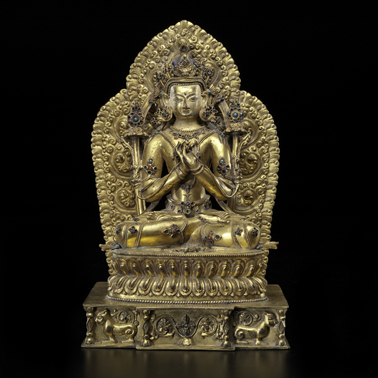 Tibetan bronze Manjushri, estimate $20,000-$30,000. Cowan's Auctions Inc.