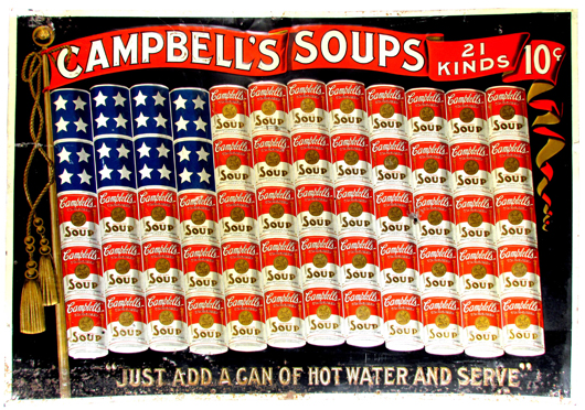 Campbell's Soups advertising sign. Estimate: $40,000-$60,000. Showtime Auction Services image.