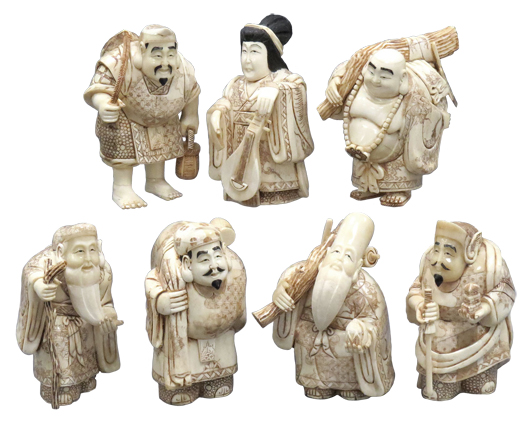 Japanese carved bone and ivory immortals. William Jenack Estate Appraisers and Auctioneers image.