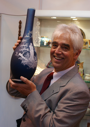 Eduardo Alvarino of Scotland, who was among the many dealers reporting encouraging levels of business at this summer’s Antiques for Everyone Fair at the NEC in Birmingham. Image courtesy of Clarion Events and the NEC.