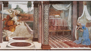 Botticelli masterpiece 'The Annunciation of San Martino alla Scala.' Image courtesy of Wikimedia Commons.