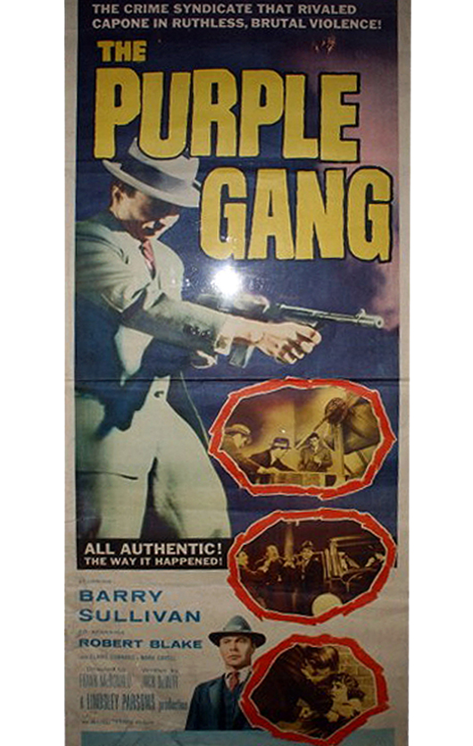 Detroit's Purple Gang was the subject of a 1959 movie starring Barry Sullivan and Robert Blake.  This movie poster measures 14 x 36 inches.  Image courtesy of LiveAuctioneers.com Archive and Old Barn Auction LLC.