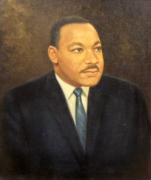 An oil on canvas portrait of Martin Luther King Jr., 1966. Image courtesy of LiveAuctiouneers.com Archive and O.P.M. Auctions Ltd.