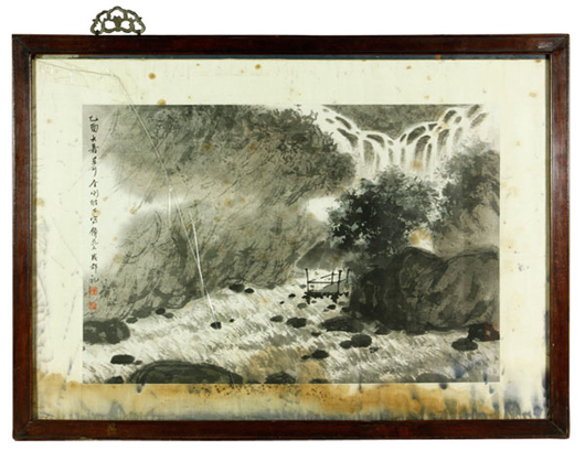 Fu Baoshi watercolor painting, China, 20th century, in original wood frame under glass, 17 1/4 inches x 26 inches. Kaminski Auctions image.