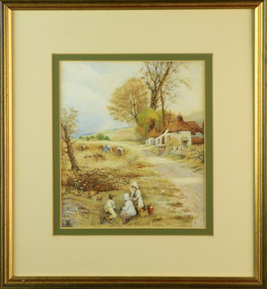 Myles Birket Foster watercolor painting on paper. Midwest Auction Galleries image.