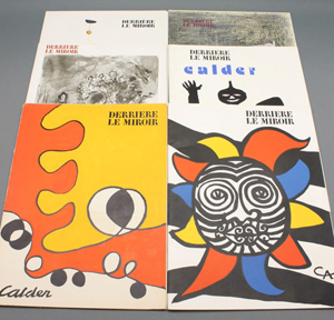 Set of six French art and literary journals titled Derriere Le Miroir (Paris: Maeght) featuring original lithos by Chagall, Calder and Tapies. Est. $200-$300. Waverly Auctions image.