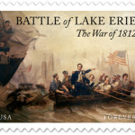 The stamp's subject is the Battle of Lake Erie, which took place on September 10, 1813. For the stamp design, the Postal Service selected William Henry Powell's painting, 'Battle of Lake Erie.' The oil-on-canvas painting, completed in 1873, was commissioned by the U.S. Congress and placed at the head of the east stairway in the Senate wing of the Capitol. It depicts Oliver Hazard Perry in the small boat he used to transfer from his ruined flagship, the 'Lawrence,' to the 'Niagara.' After boarding and taking command of the 'Niagara,' Perry attacked and demolished the British ships 'Detroit' and 'Queen Charlotte.' He then penned one of the most memorable phrases of the war in a report to General William Henry Harrison: 'We have met the enemy and they are ours.' Image courtesy of USPS.