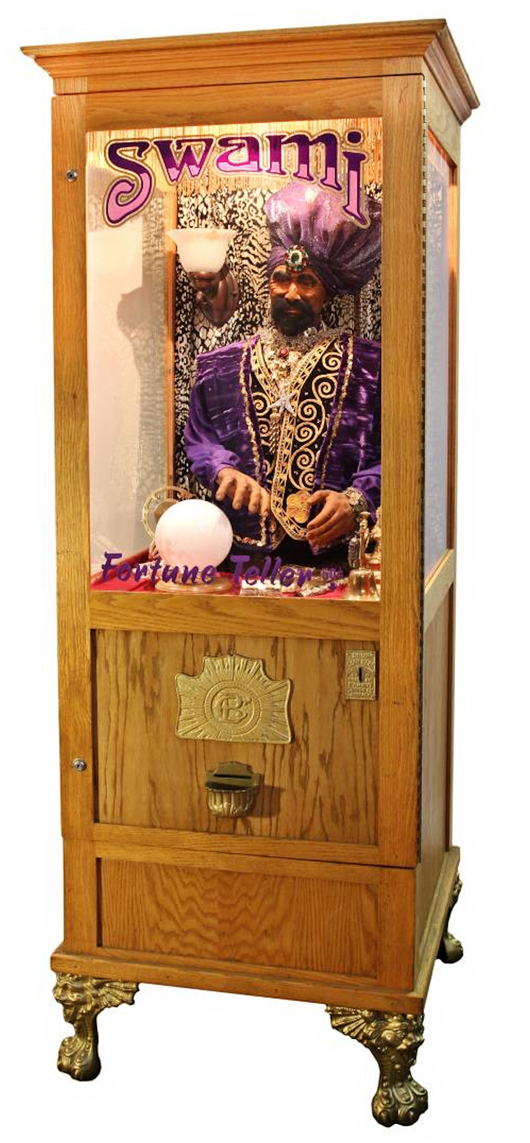 Operating Swami 50-cent fortune telling machine. Austin Auction Gallery image.