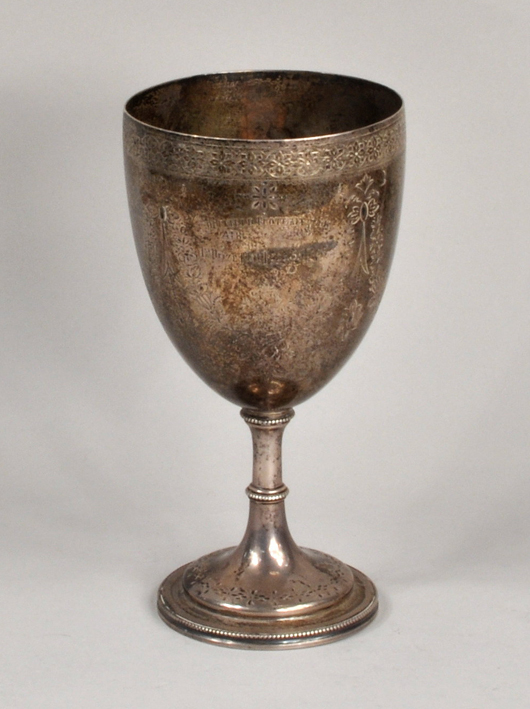 Rare British sports trophy, 1871. Woodbury Auction image.