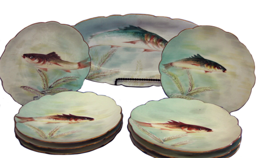 Limoges fish set. Atlantic Auction Co. image.