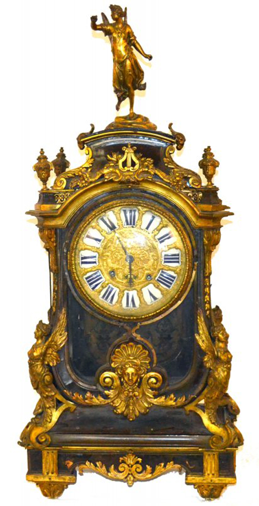 Lot 162 – J. le Mayre boulle work bracket clock. Roland Auction image.